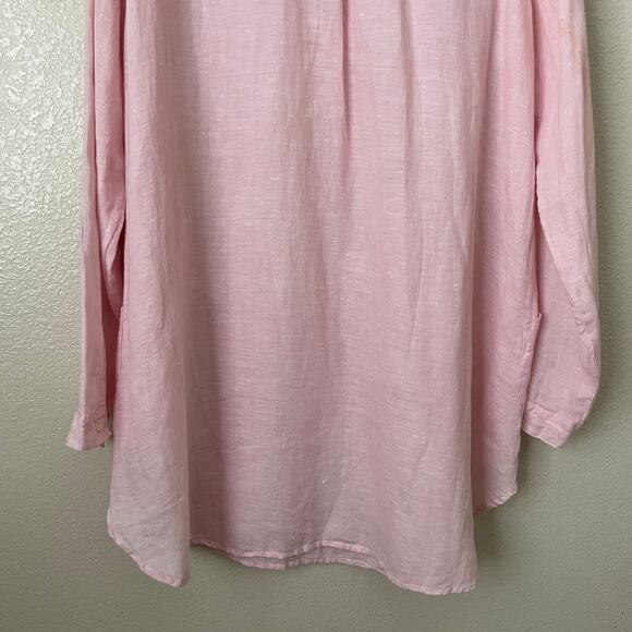 CP Shades Dress Womens Large Pink 100% Linen Mini Tunic Pockets Lagenlook Beach - Picture 8 of 13